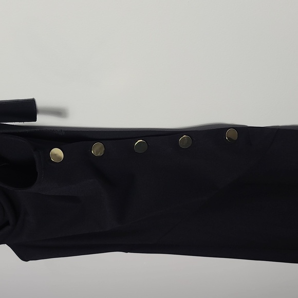 DEREK LAM 10 CROSBY Solid Black One Shoulder Asymmetrical Midi Dress Size 4 - Picture 8 of 16